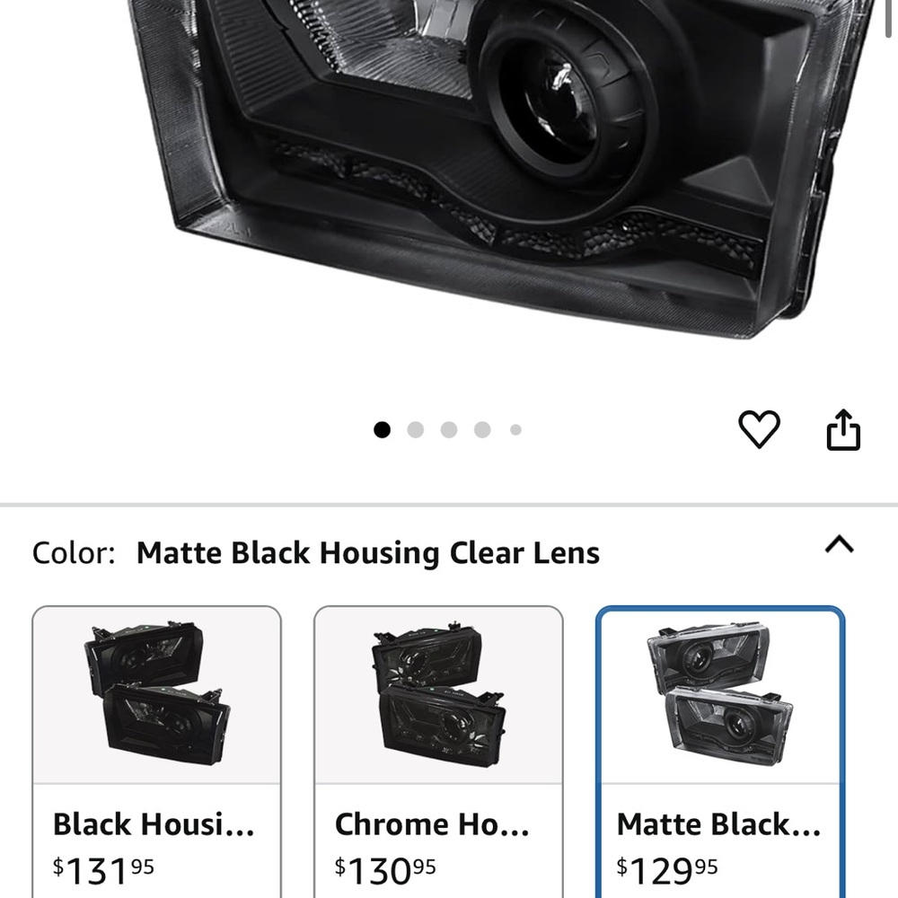 Matte Black Headlight Housing with Clear Lens
